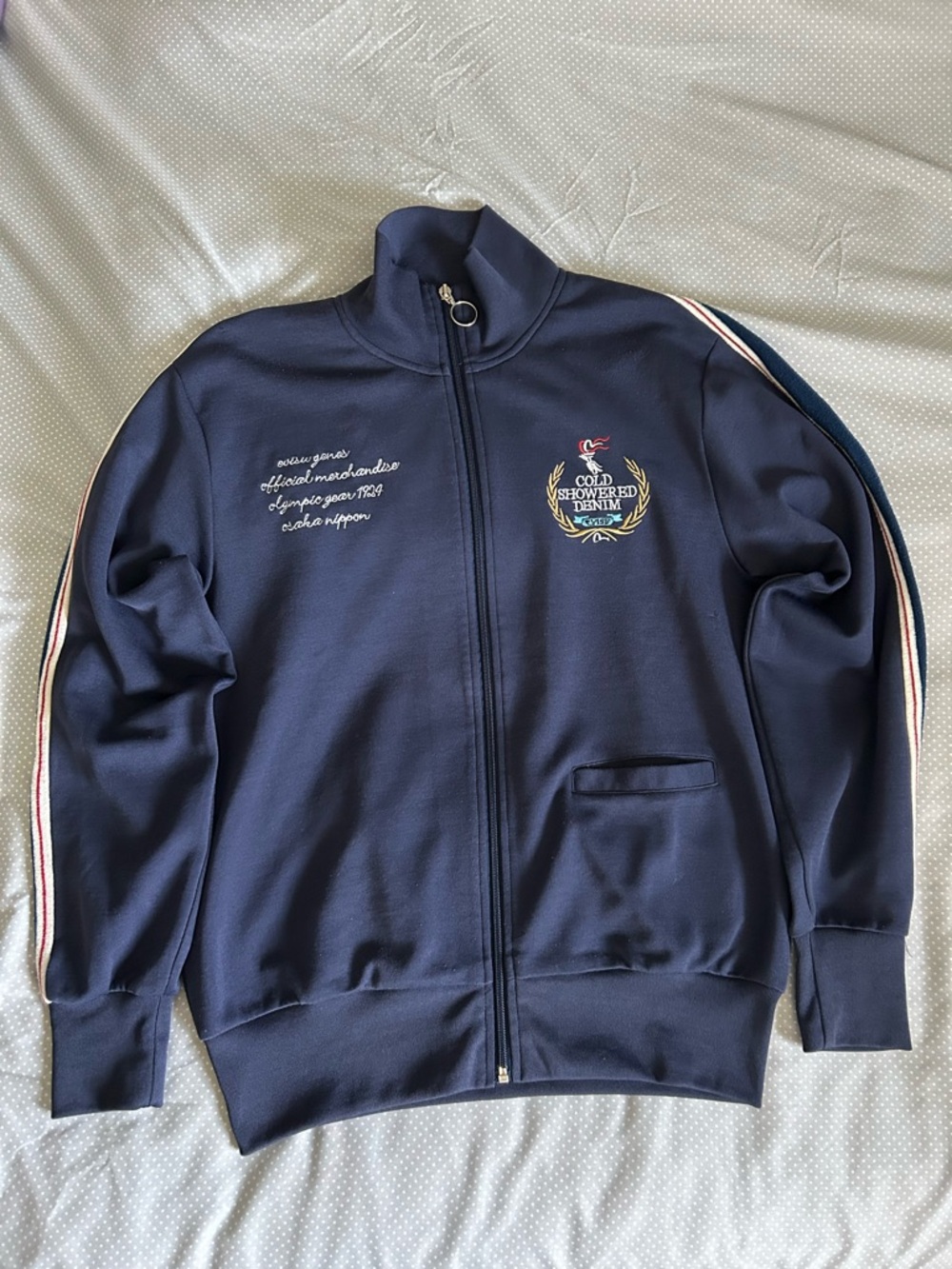 Vintage Track Jacket with Striped Sleeve Detail By Evisu
